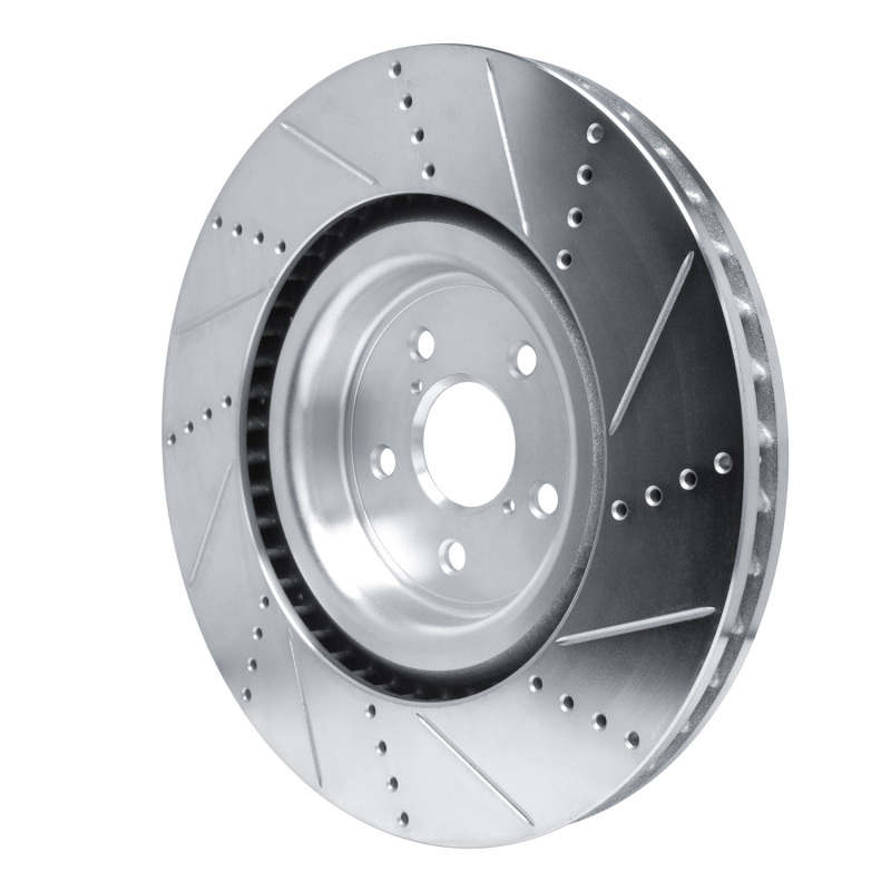 Lexus RC F Brake Rotor (1) - Left Front - R1 Concepts - Drilled & Slotted - Silver - `15-`22